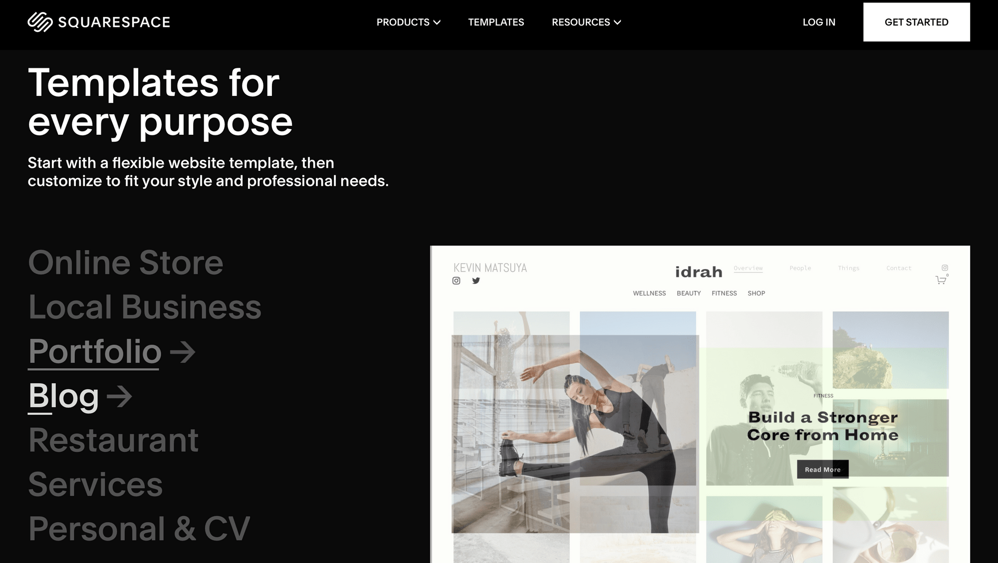 Squarespace No-Code Website Builder Screenshot