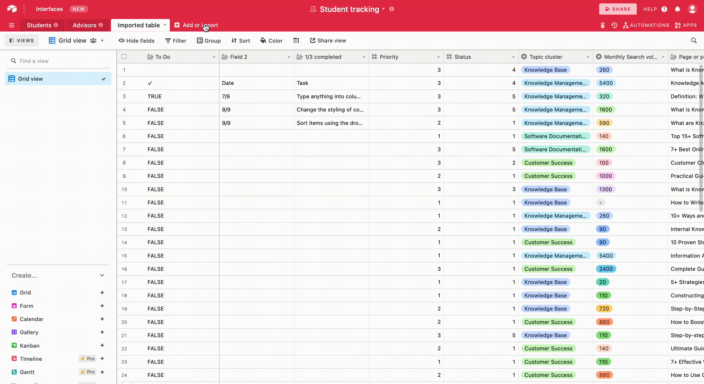 Airtable interface gif