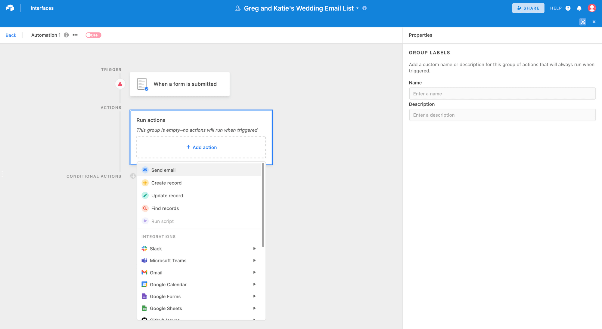 Screenshot tutorial for Airtable automated RSVP