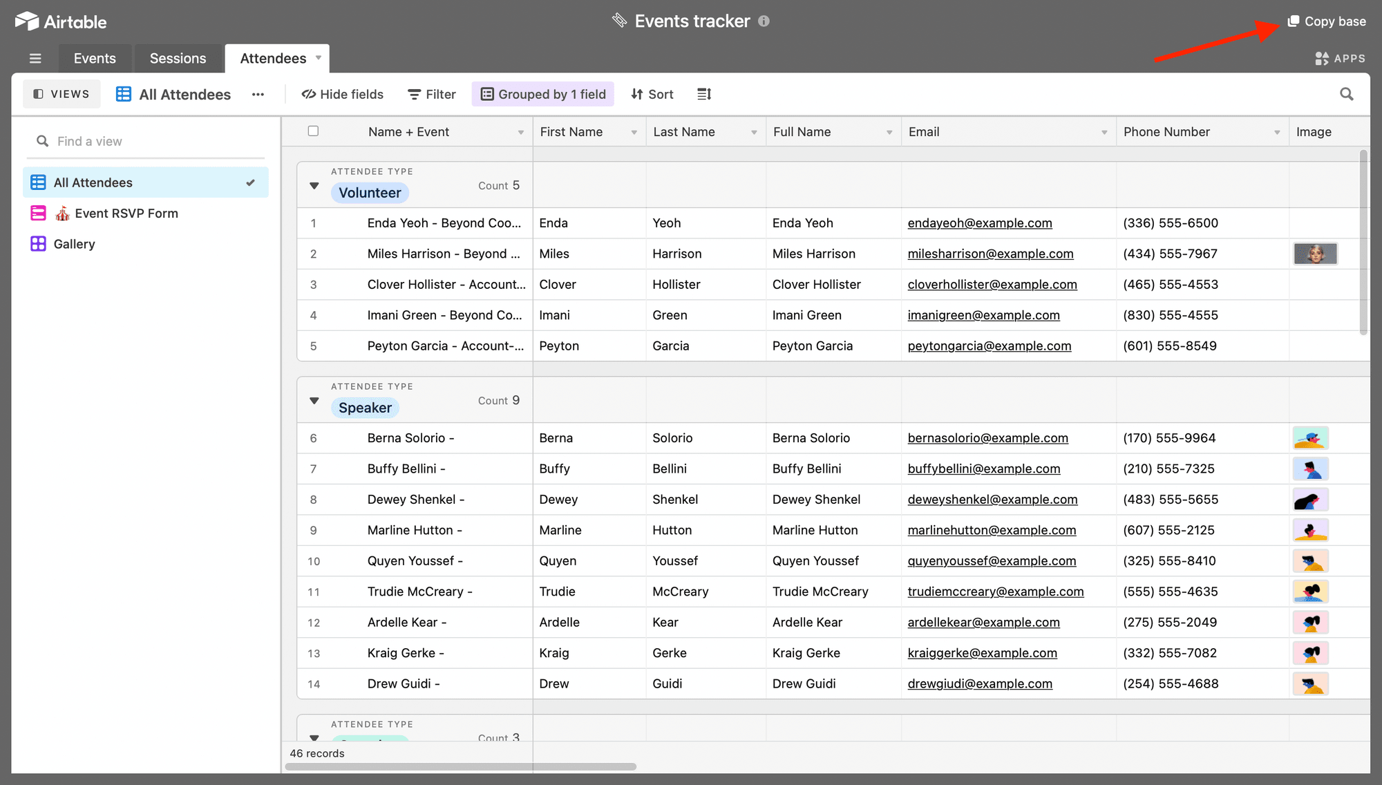 screenshot of airtable library