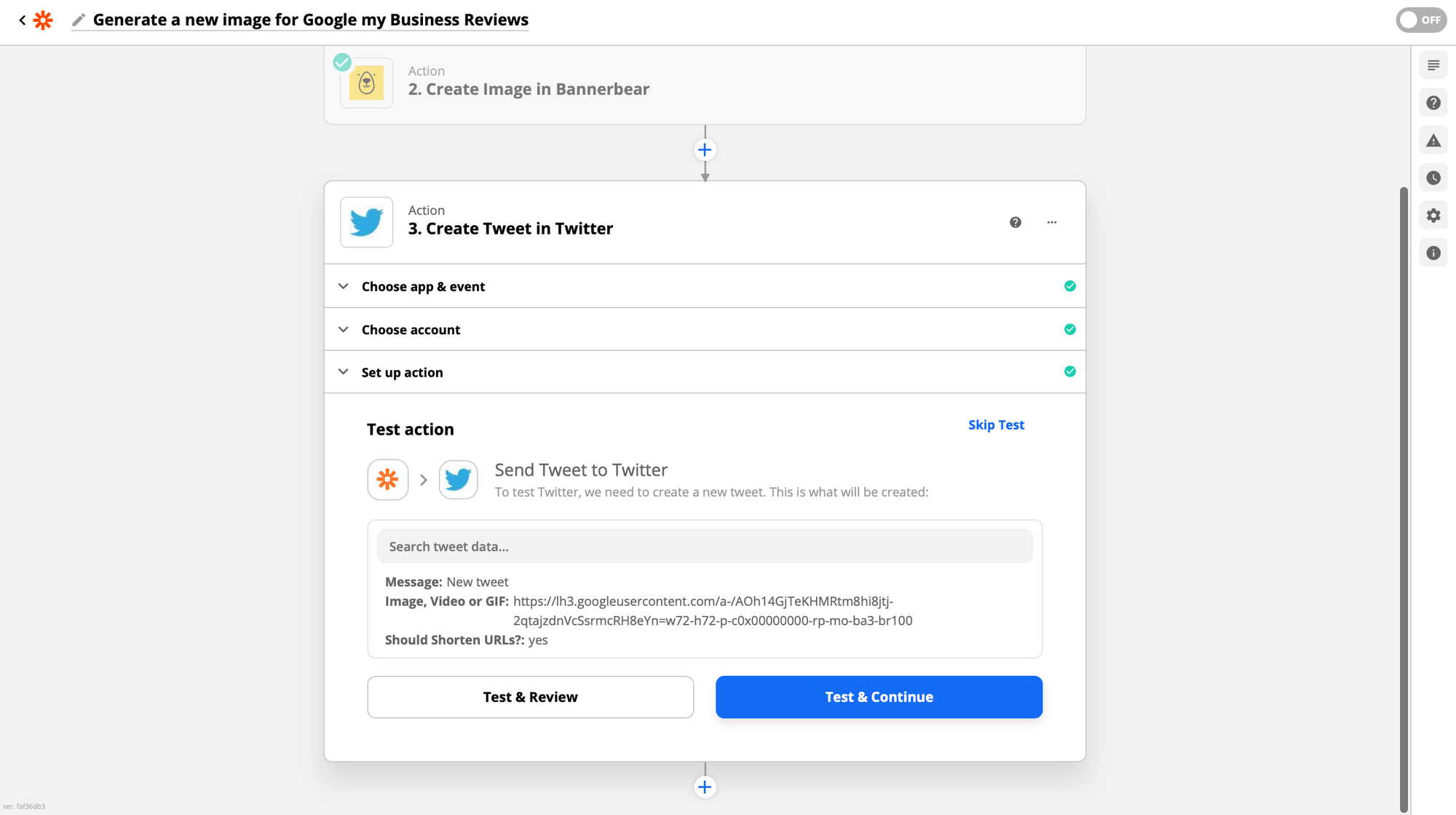 Screenshot of Zapier edit action interface