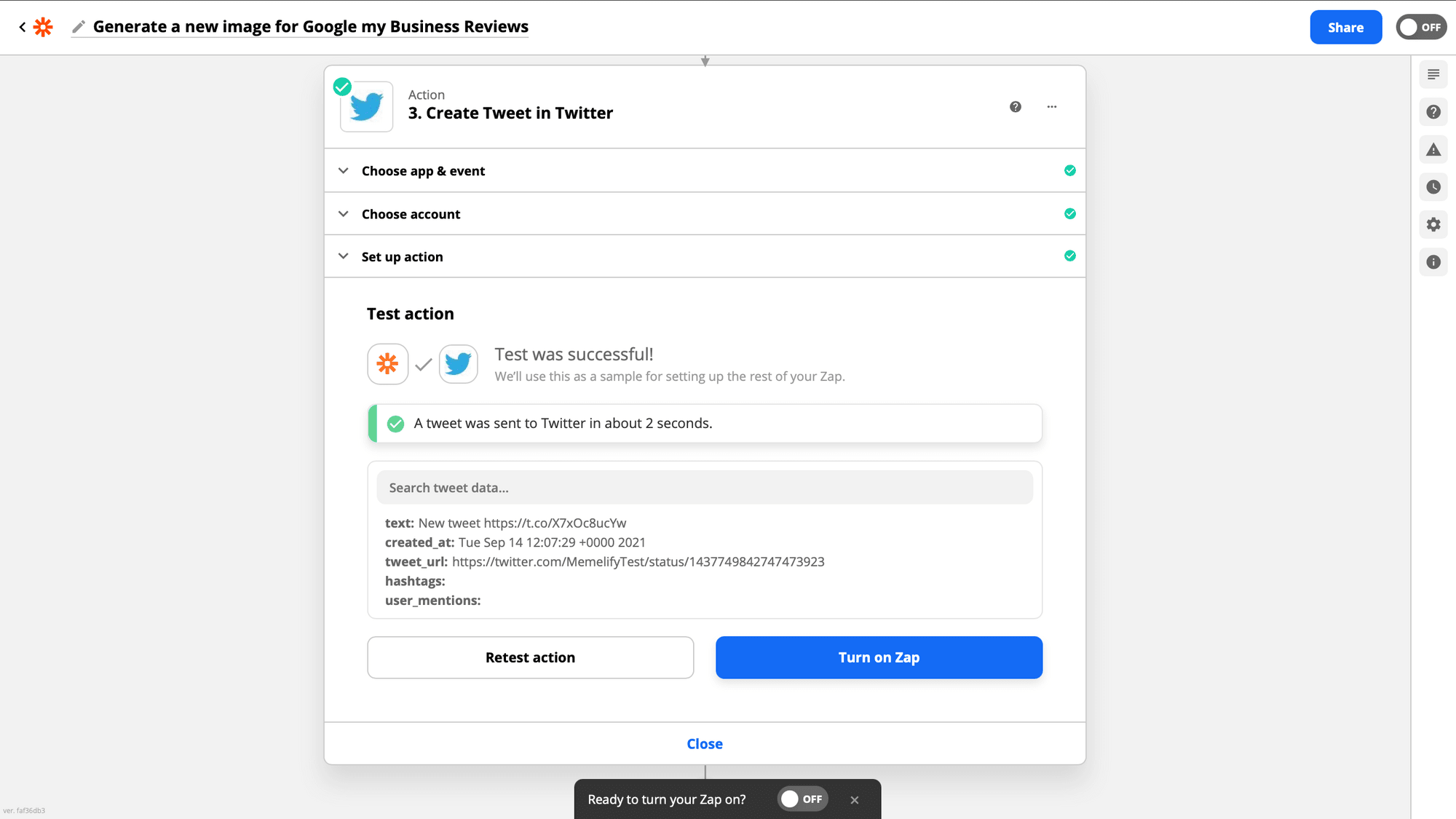 Screenshot of Zapier edit action interface