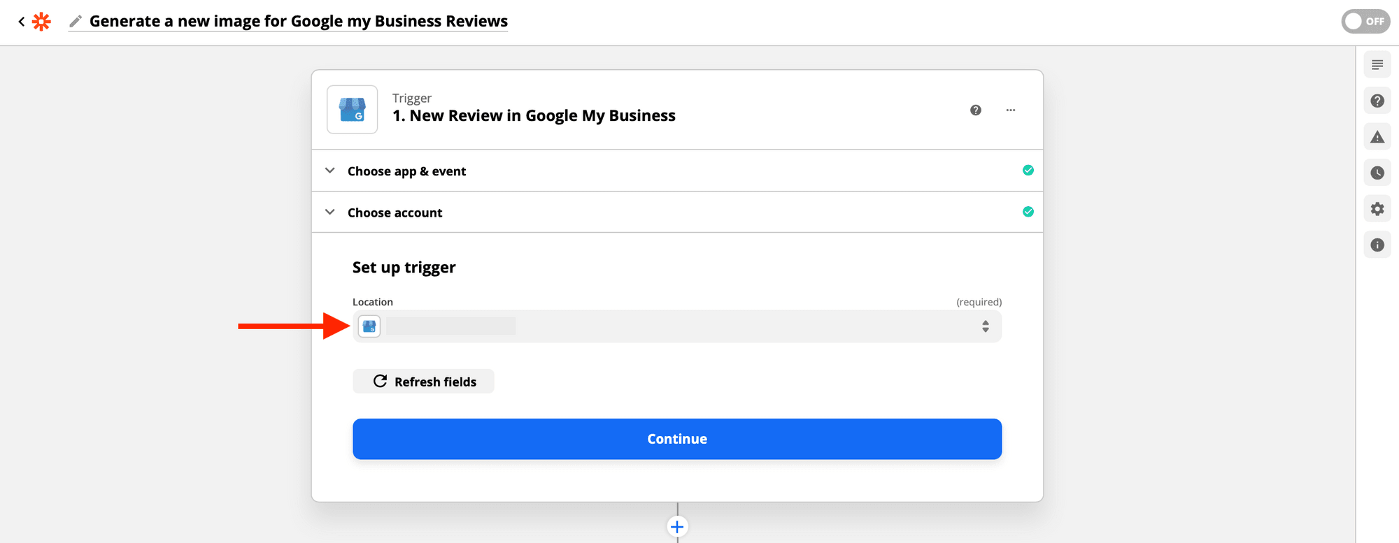 Screenshot of Zapier edit action interface