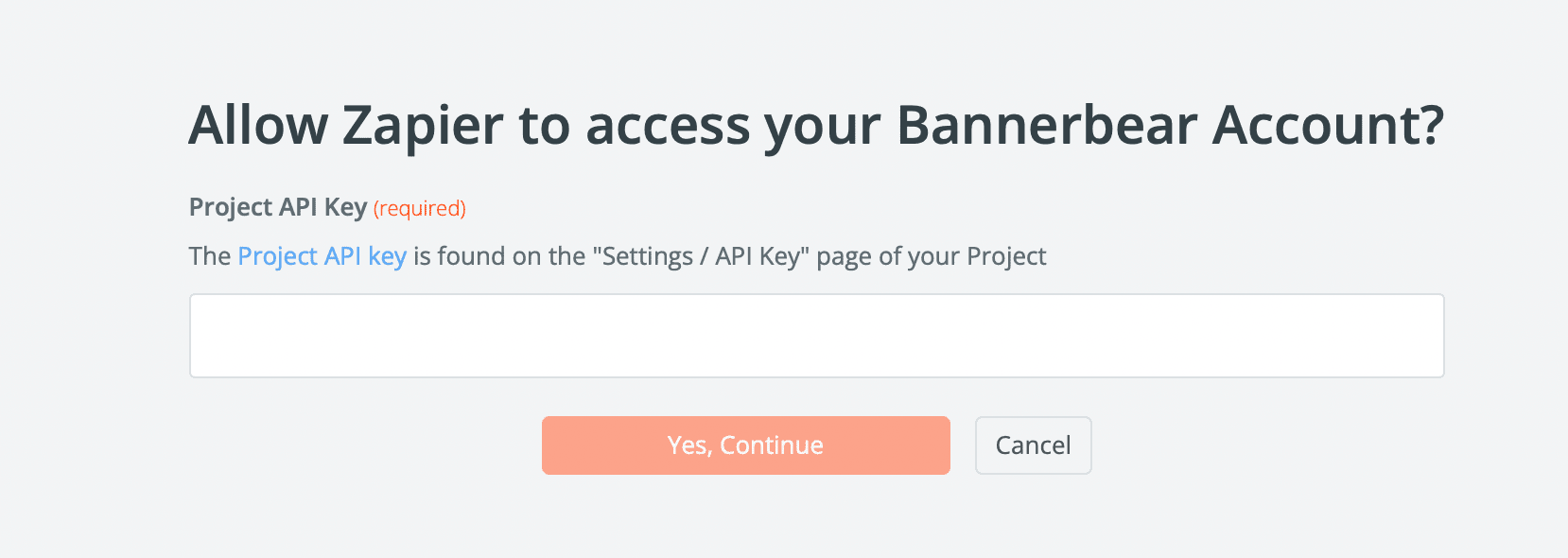 Screenshot of Zapier interface to set up Bannerbear action