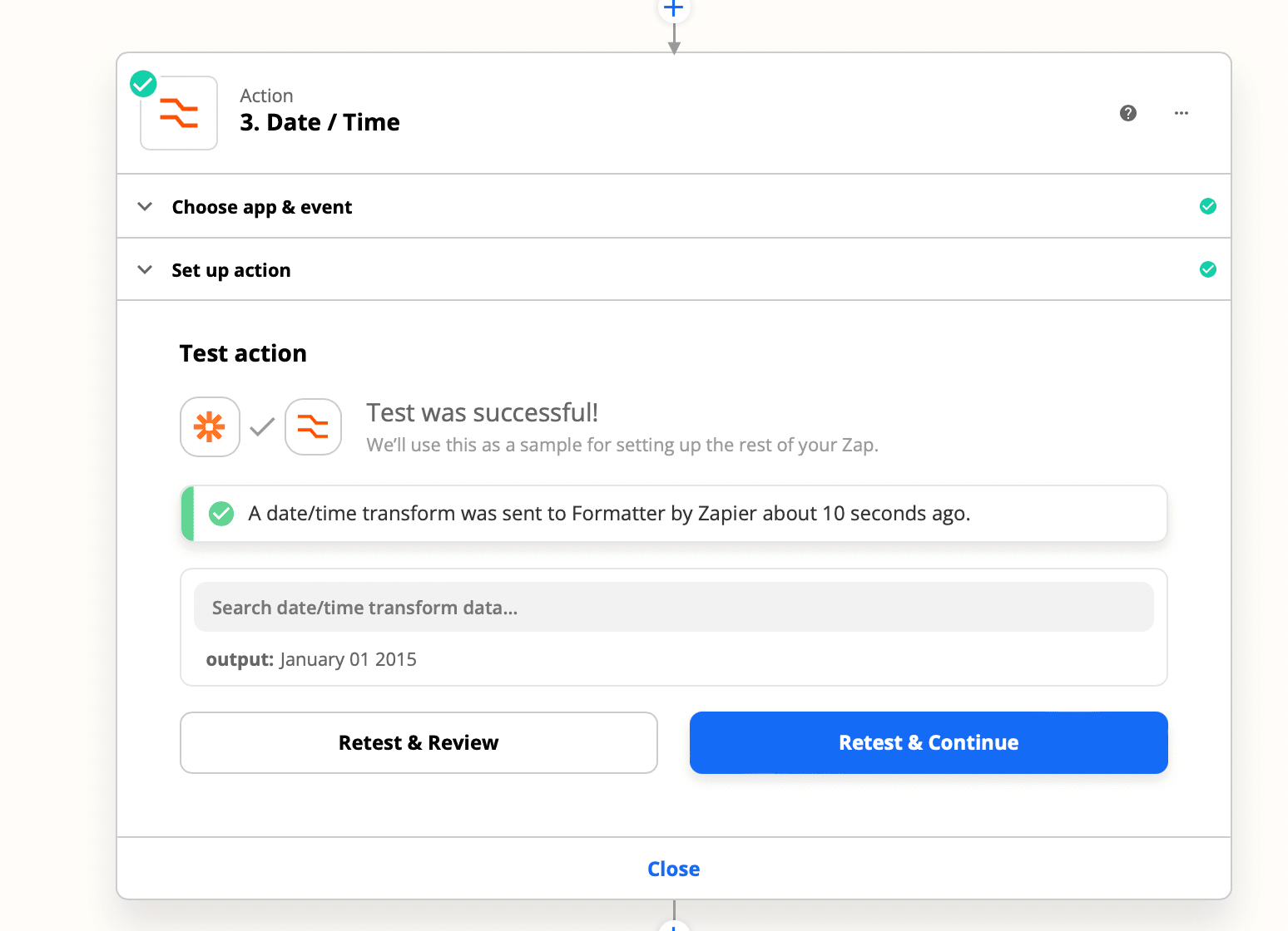 Zapier interface workflow action trigger screenshot