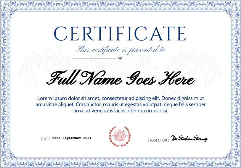 Bannerbear Certificate Blue Border template