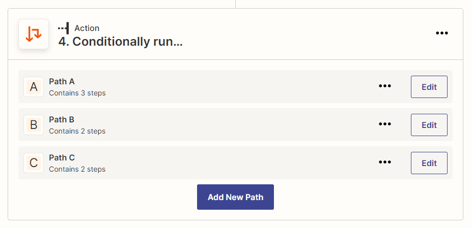 Screenshot of Zapier Paths action