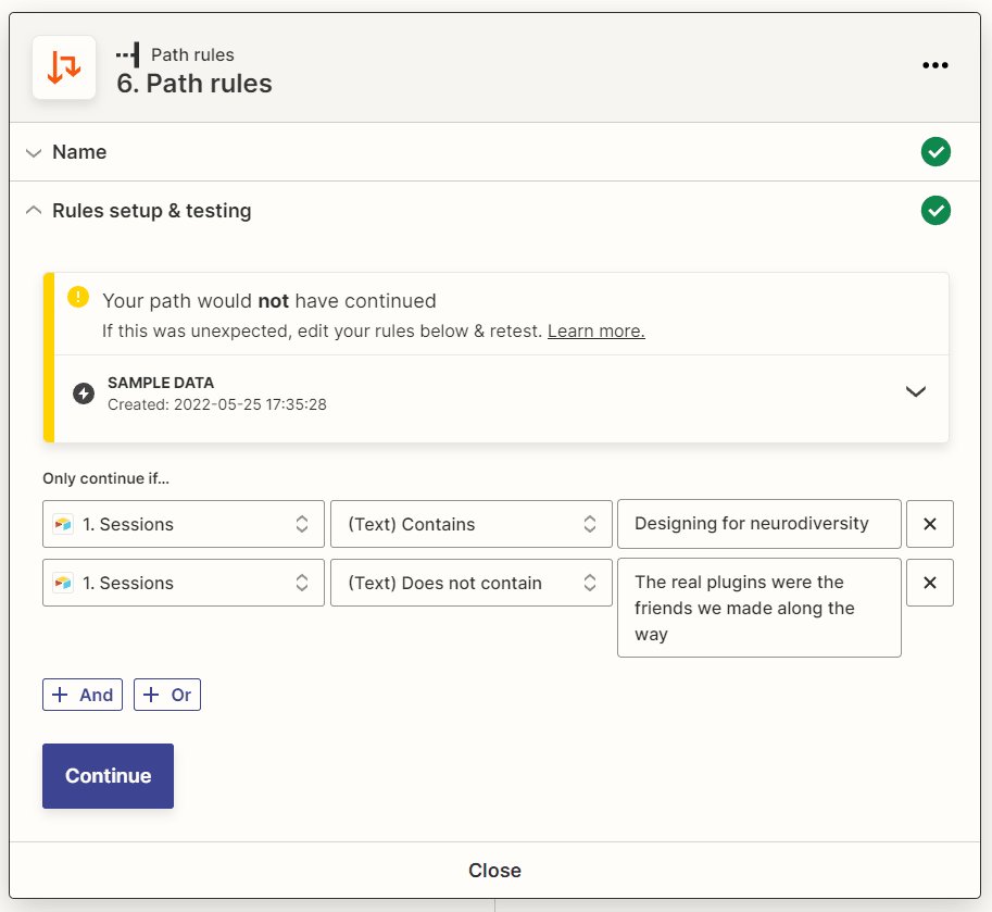 Screenshot of how to setup path rules