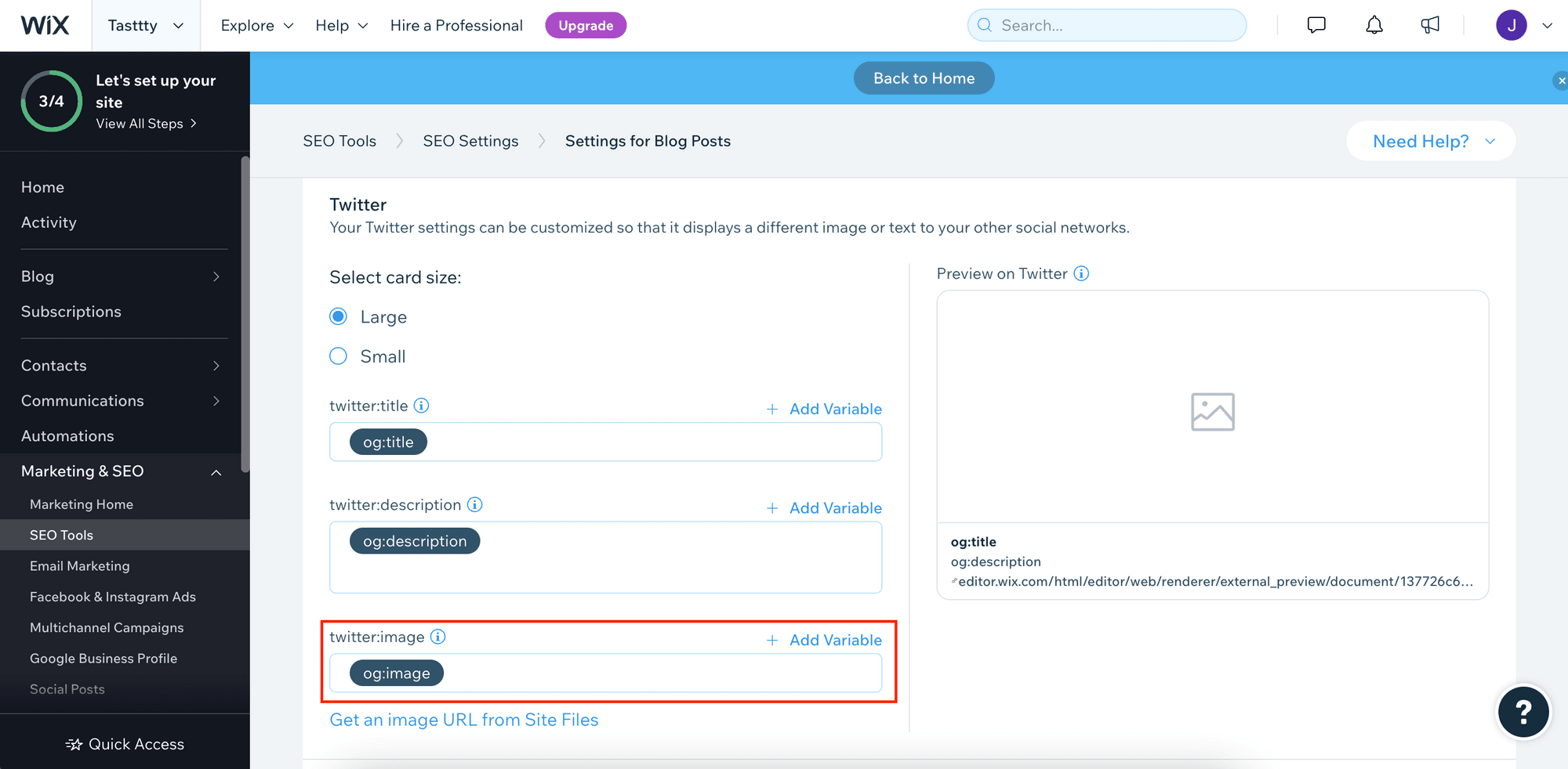 Wix twitter:image settings