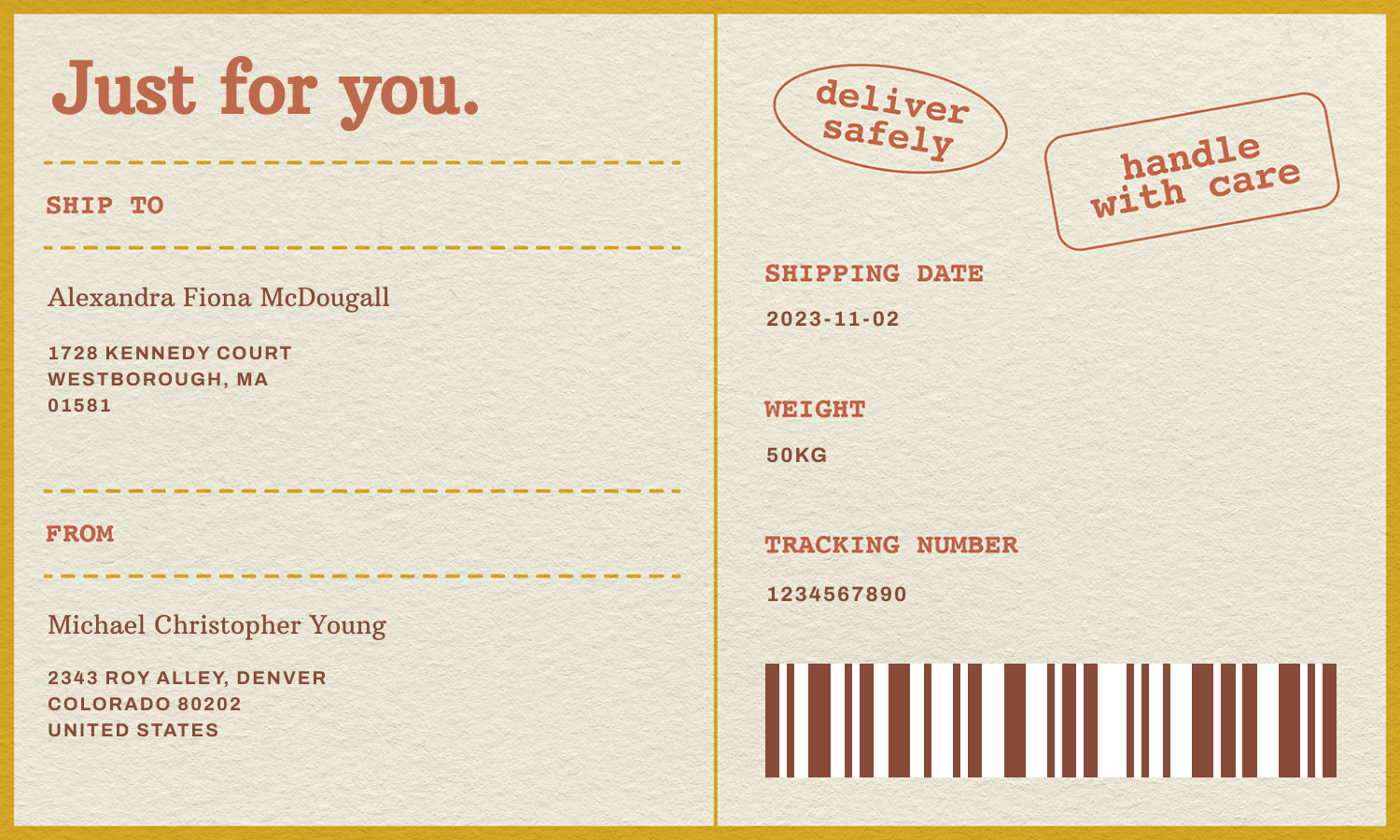 Bannerbear Retro Shipping Label template