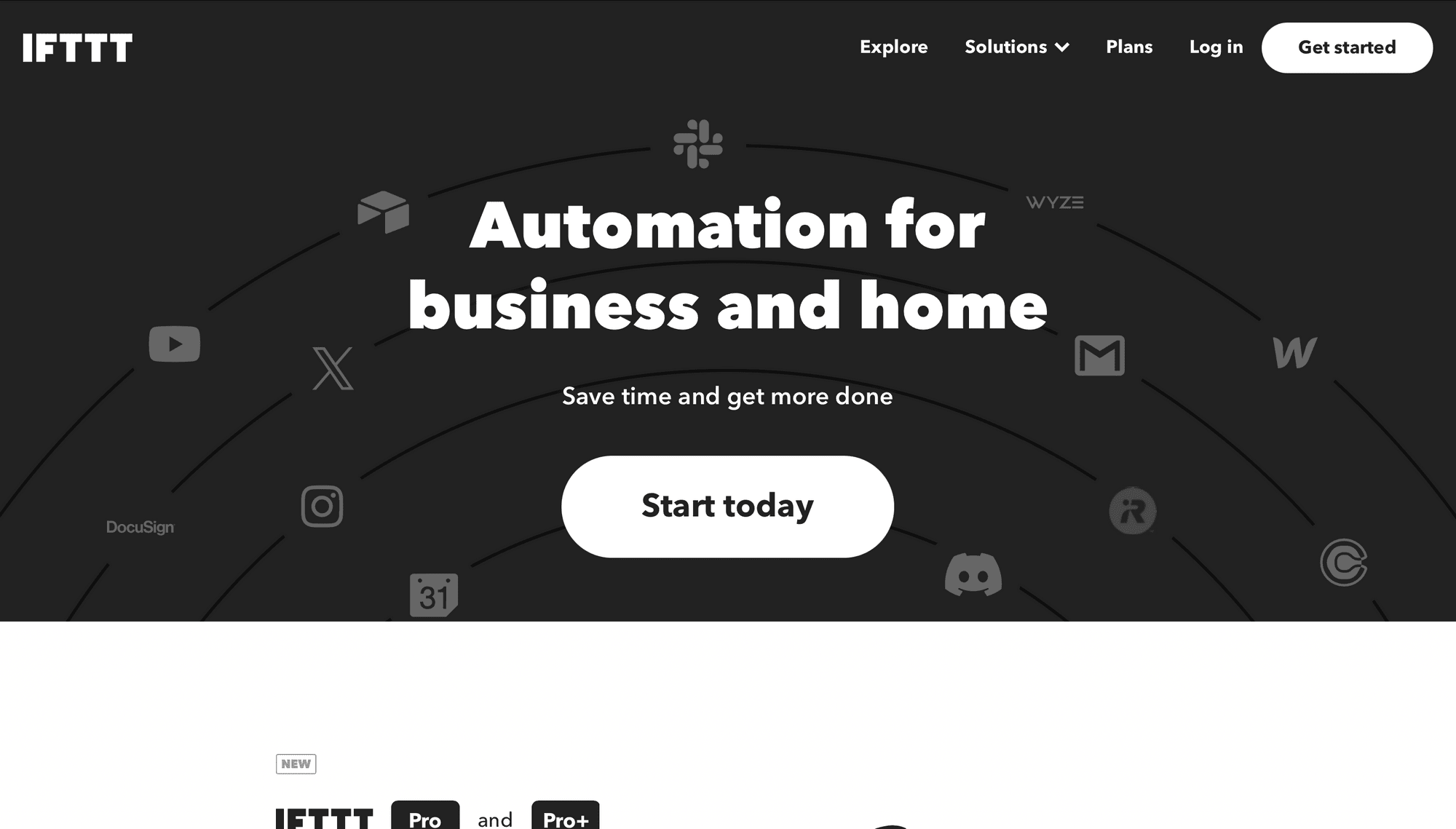 Screenshot of IFTTT home page