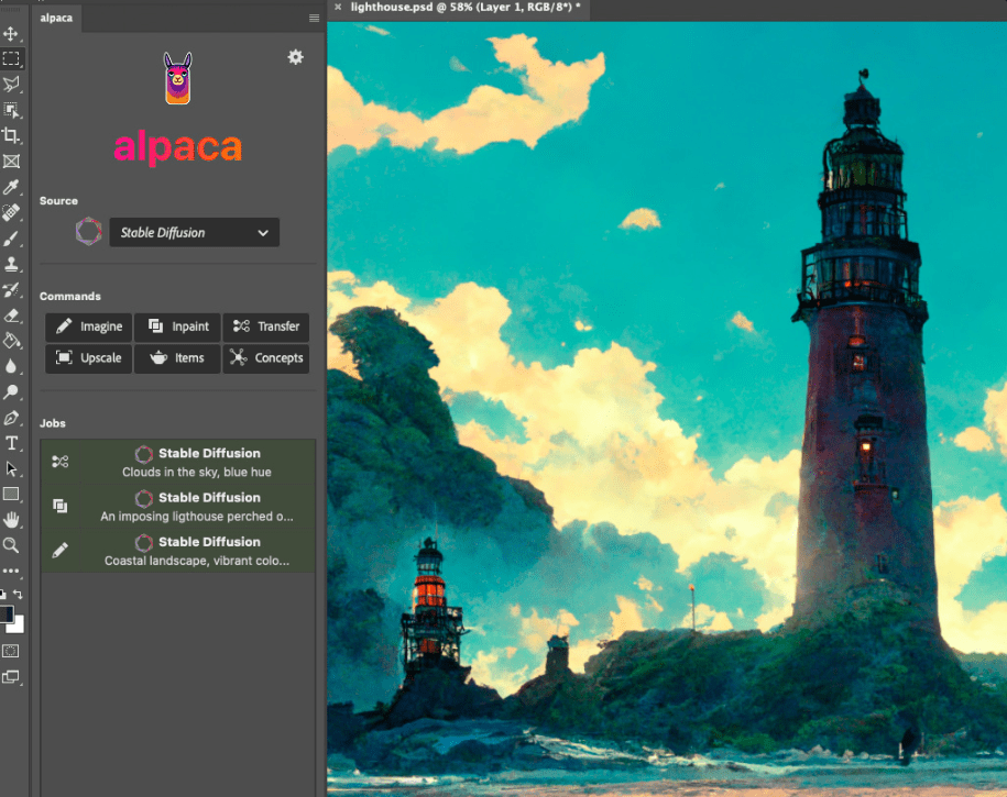 Alpaca Stable Diffusion plugin for Photoshop