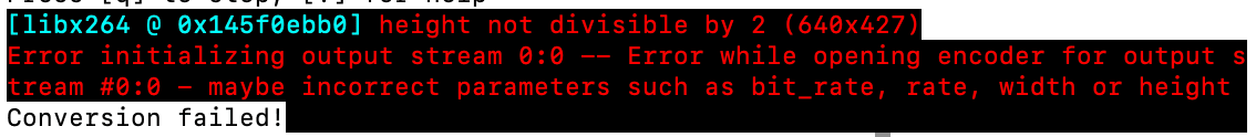 FFmpeg media conversion dimension error