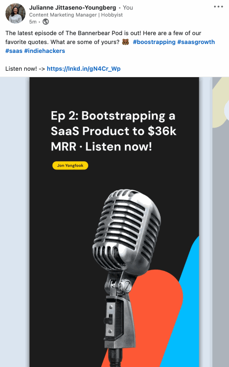 Sample GIF of podcast quote PDF on LinkedIn
