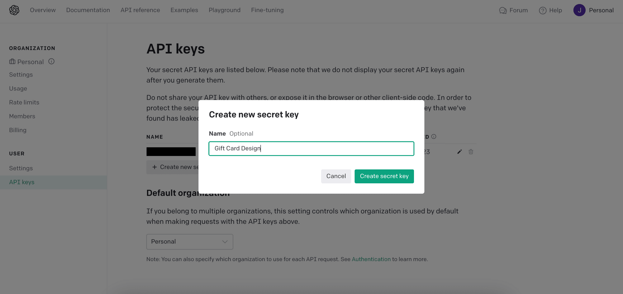 giving a name for the new OpenAI API key.png