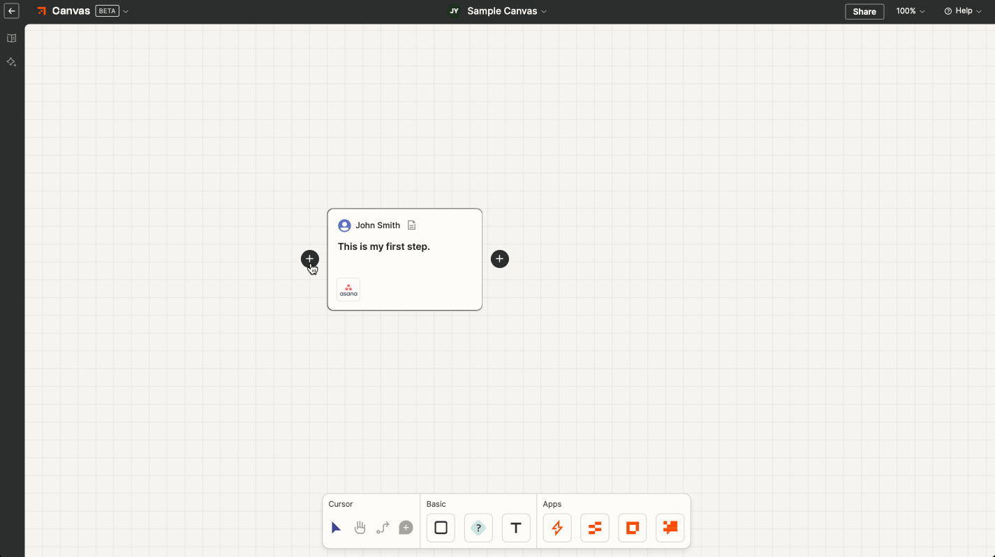 GIF of Zapier Canvas editor toolbar