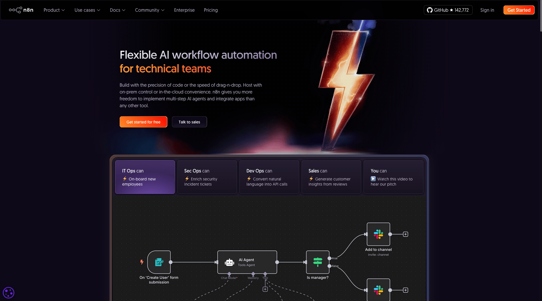 Screenshot of n8n homepage