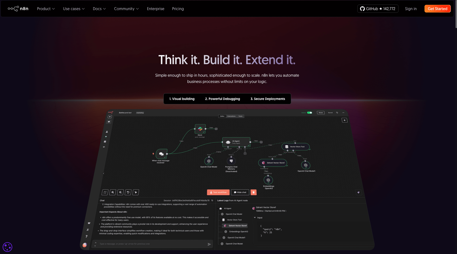 Screenshot of n8n features page