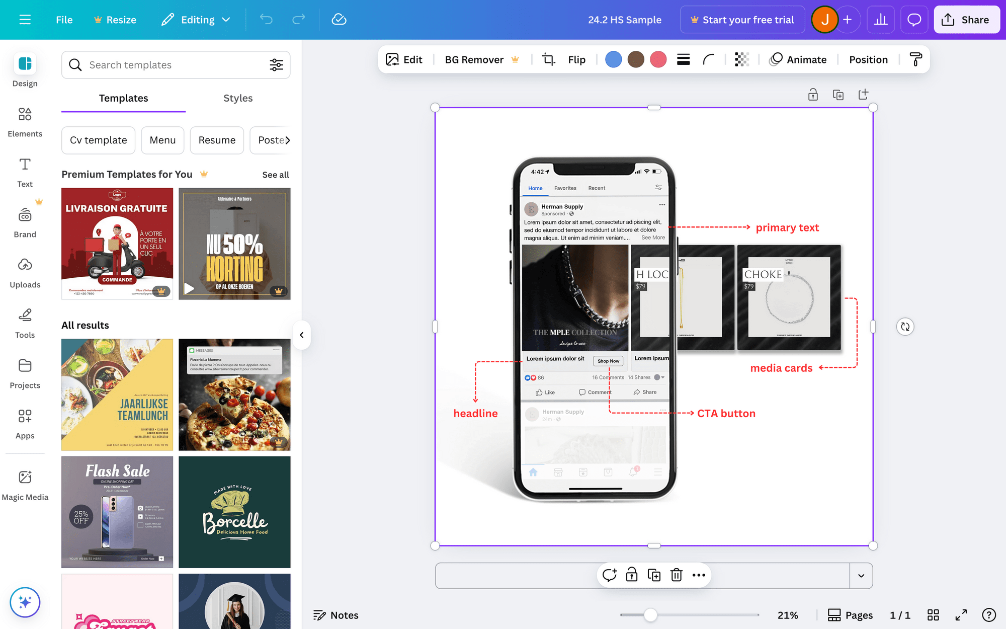 Screenshot of Canva editor