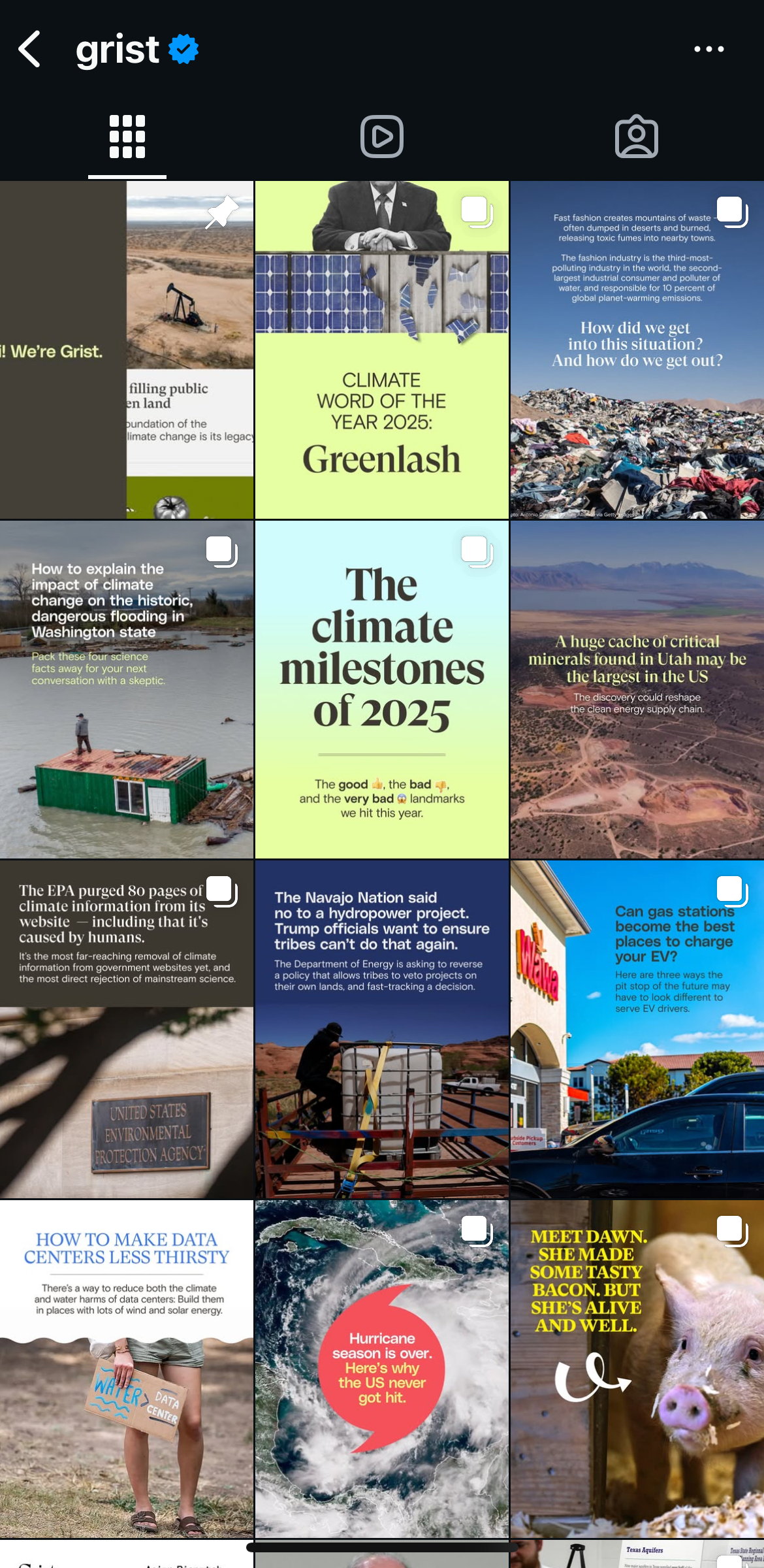 Screenshot of Grist main feed