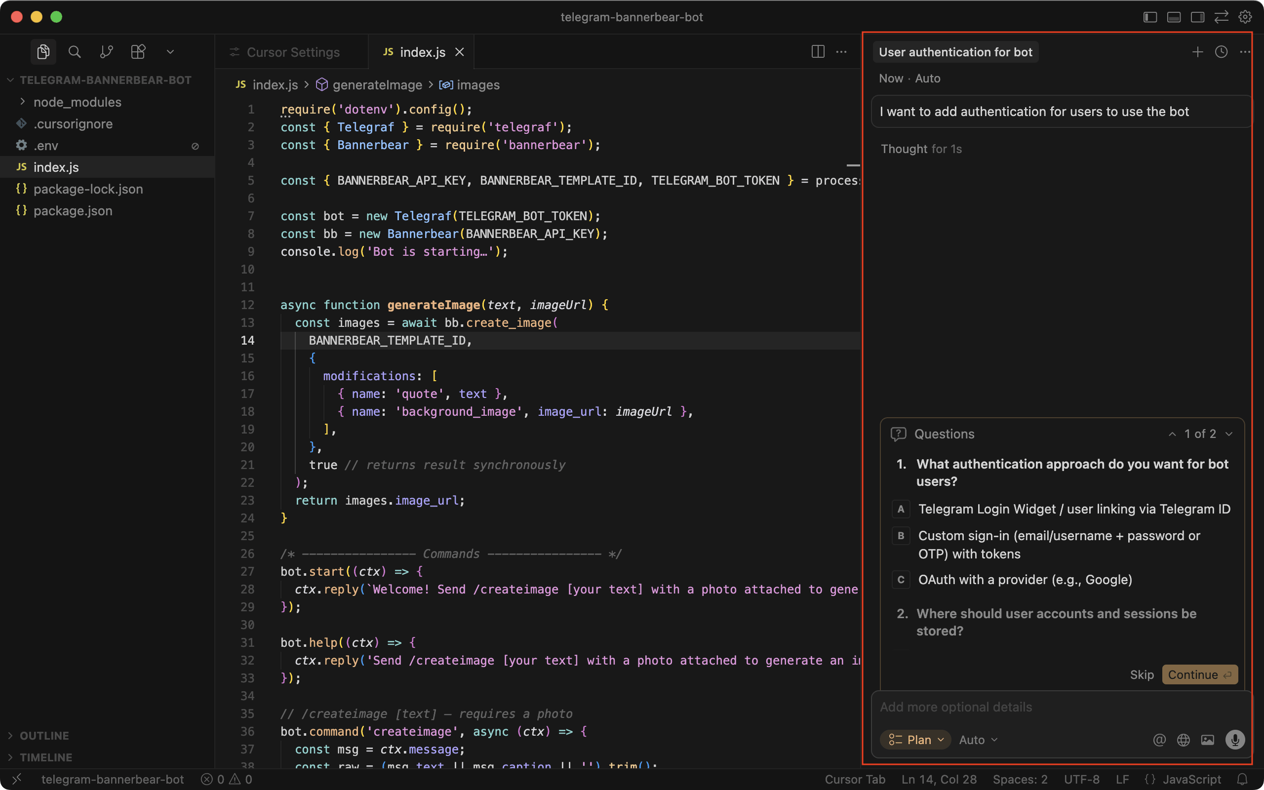a screenshot of showing how to use the Plan mode in Cursor - 2