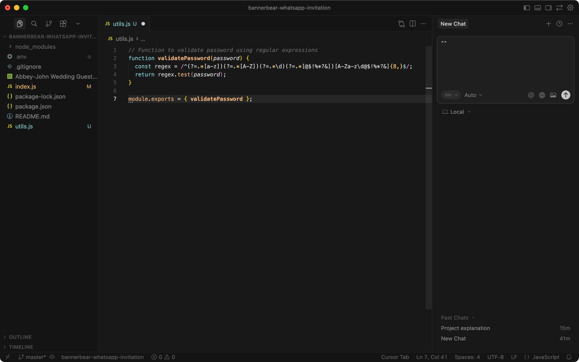 a screenshot showing the code that is auto-written by Cursor