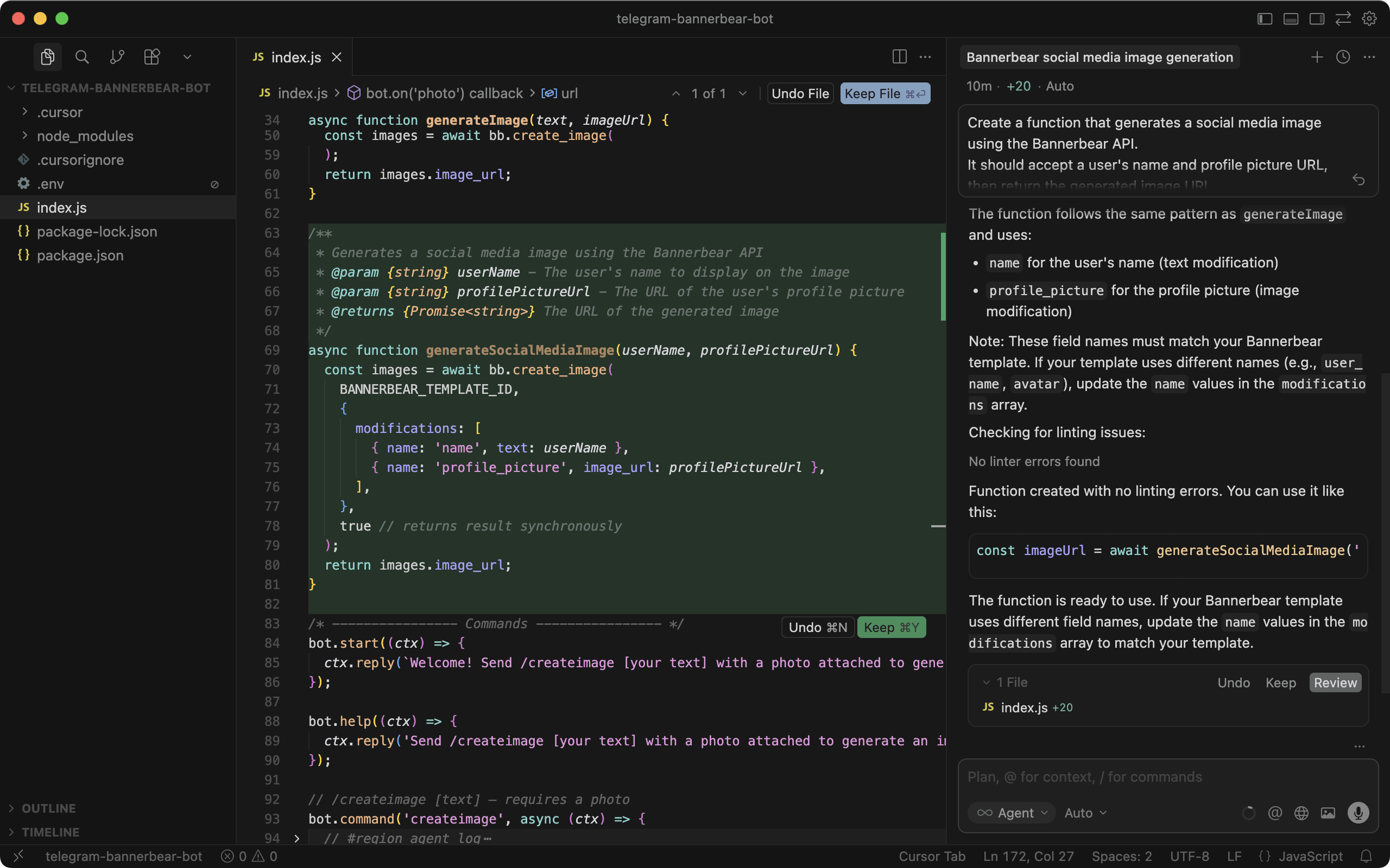 a screenshot showing using Cursor for API integrations