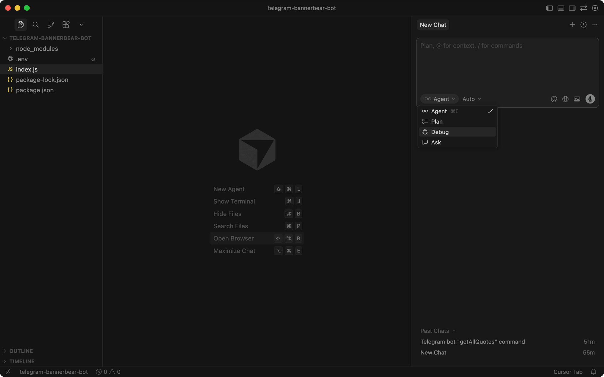a screenshot of Cursor interface