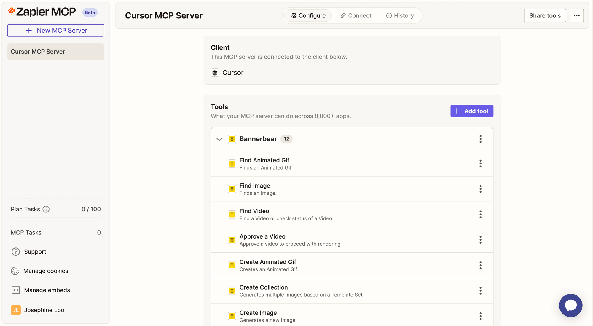 a screenshot of setting up MCP server in Zapier