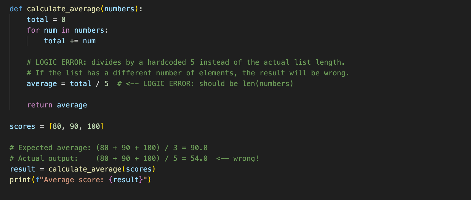 basic coding concepts - logic error