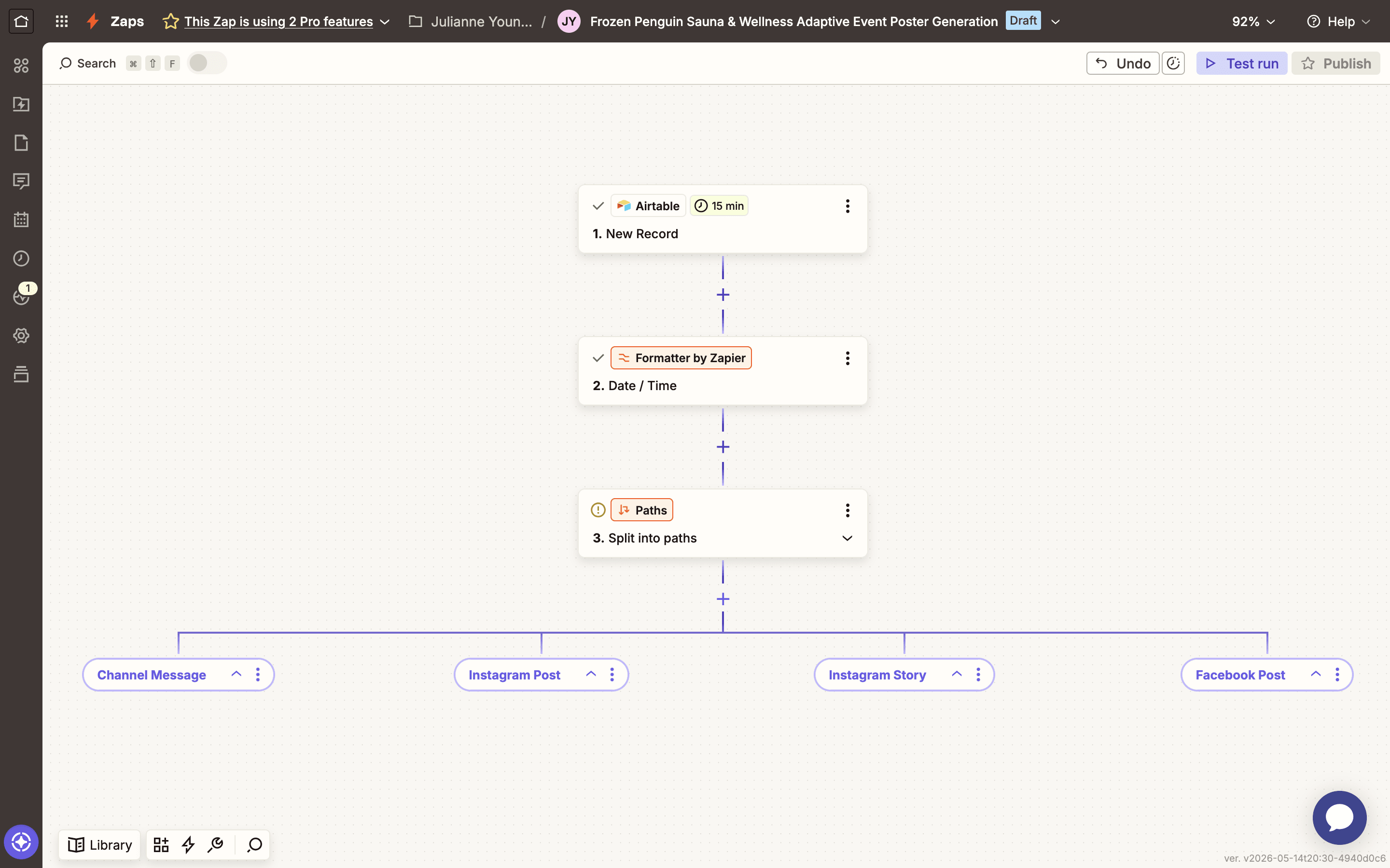 Screenshot of Zapier workflow with Paths