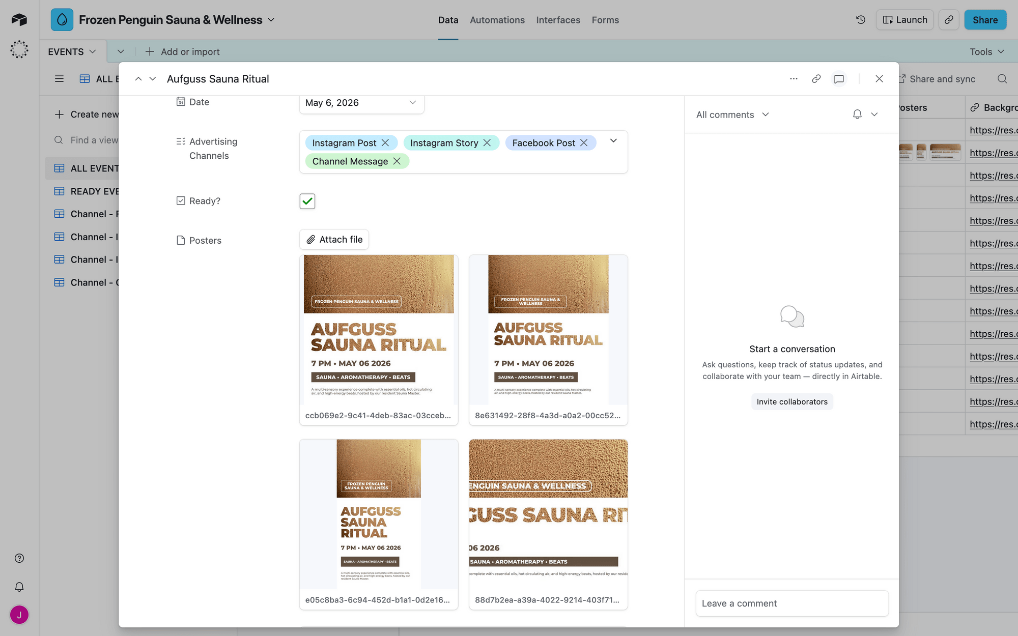 Screenshot of Airtable base with multiple attachments