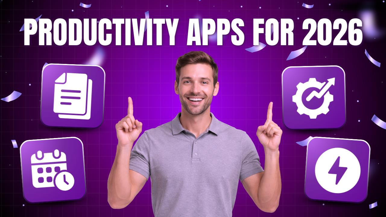 Bannerbear Purple Modern Productivity YouTube Thumbnail template