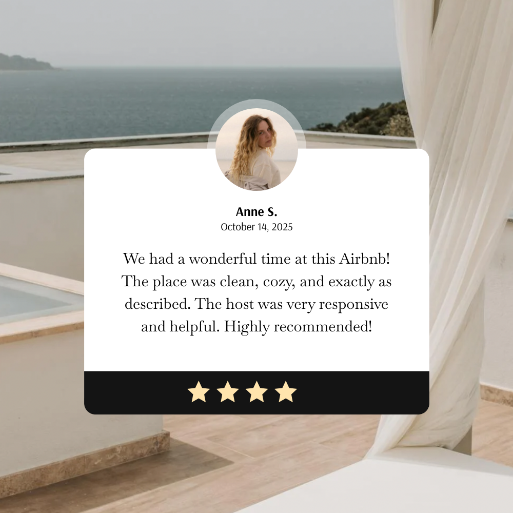 Bannerbear White and Black Simple Photocentric with Avatar Square Review template