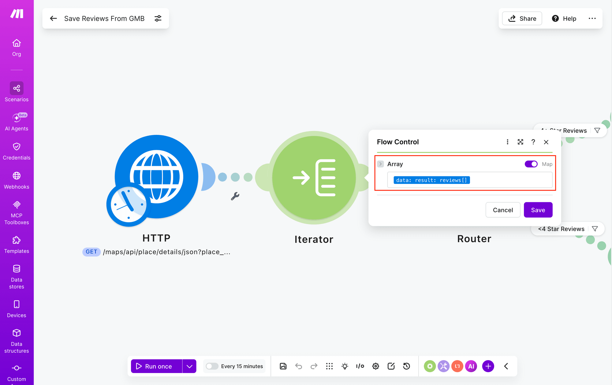 Screenshot of Make iterator module