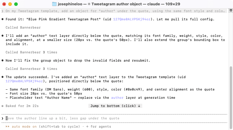a screenshot of editing a template using Bannerbear MCP in Claude Code.png