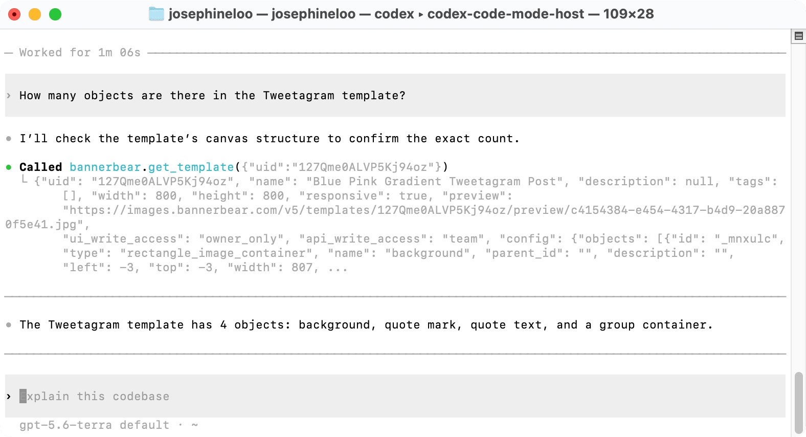 a screenshot of checking a template's detials using Bannerbear MCP in Codex.png