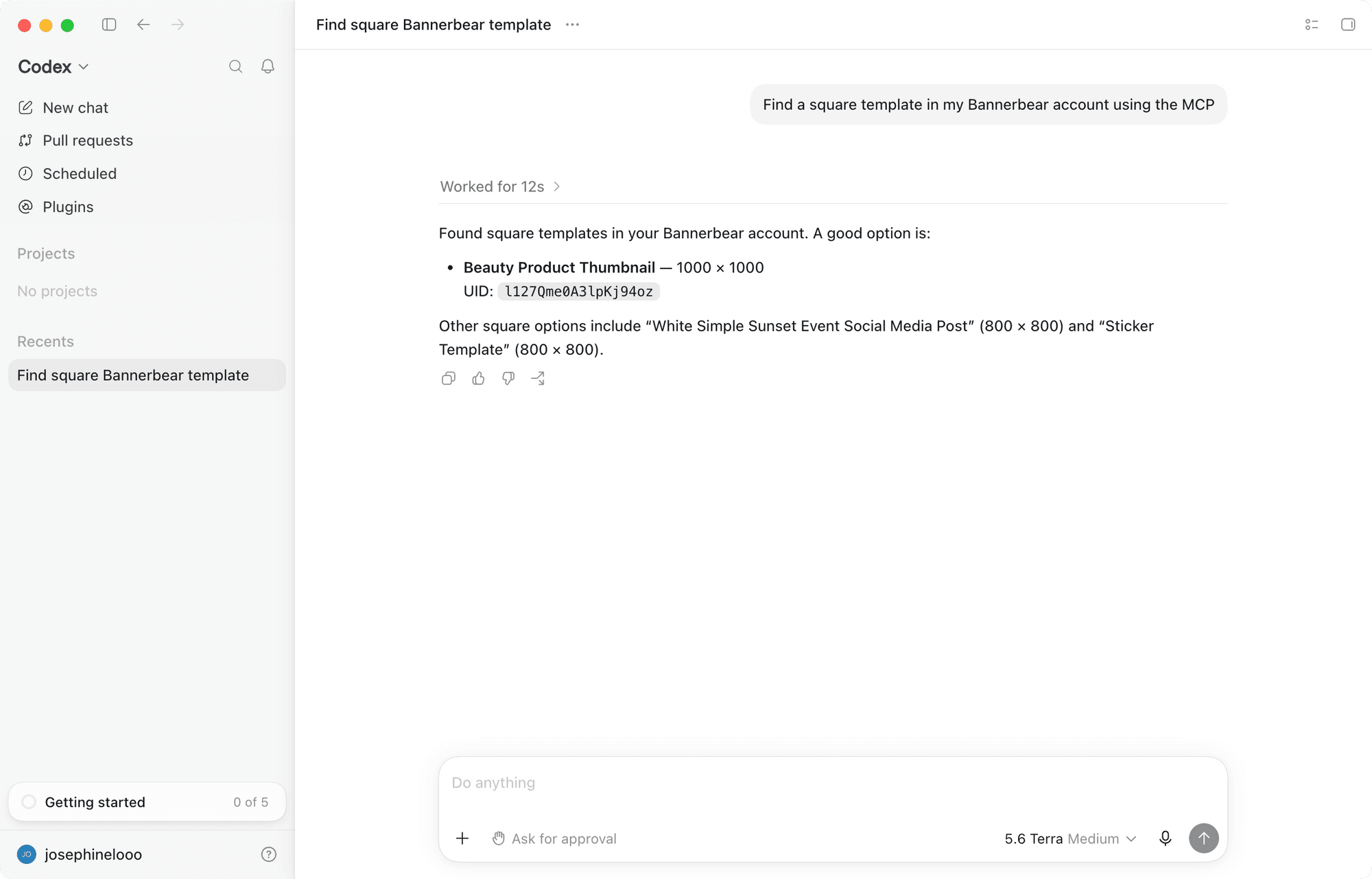 a screenshot of using Bannerbear MCP in ChatGPT app.png