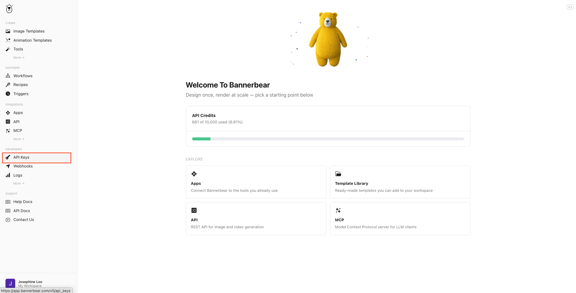 a screenshot highlighting the API keys tabs in the dashboard.png