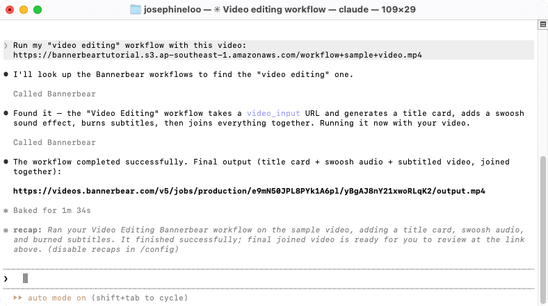 a screnshot of running Bannerbear MCP in Claude Code.png