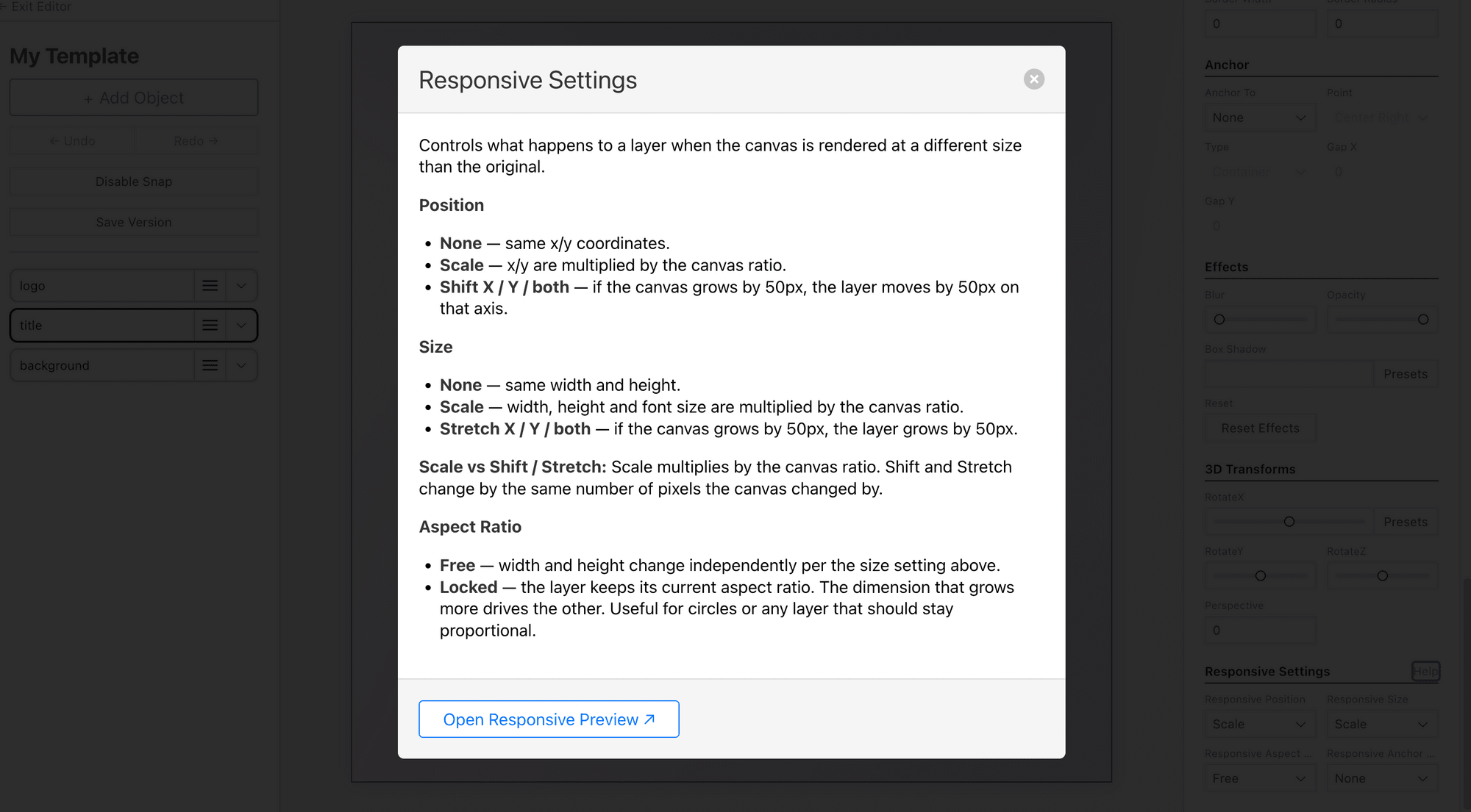 a screenshot of a description of the Responsive Settings.png